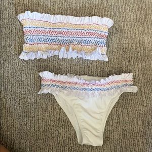 Frilly tube top bikini